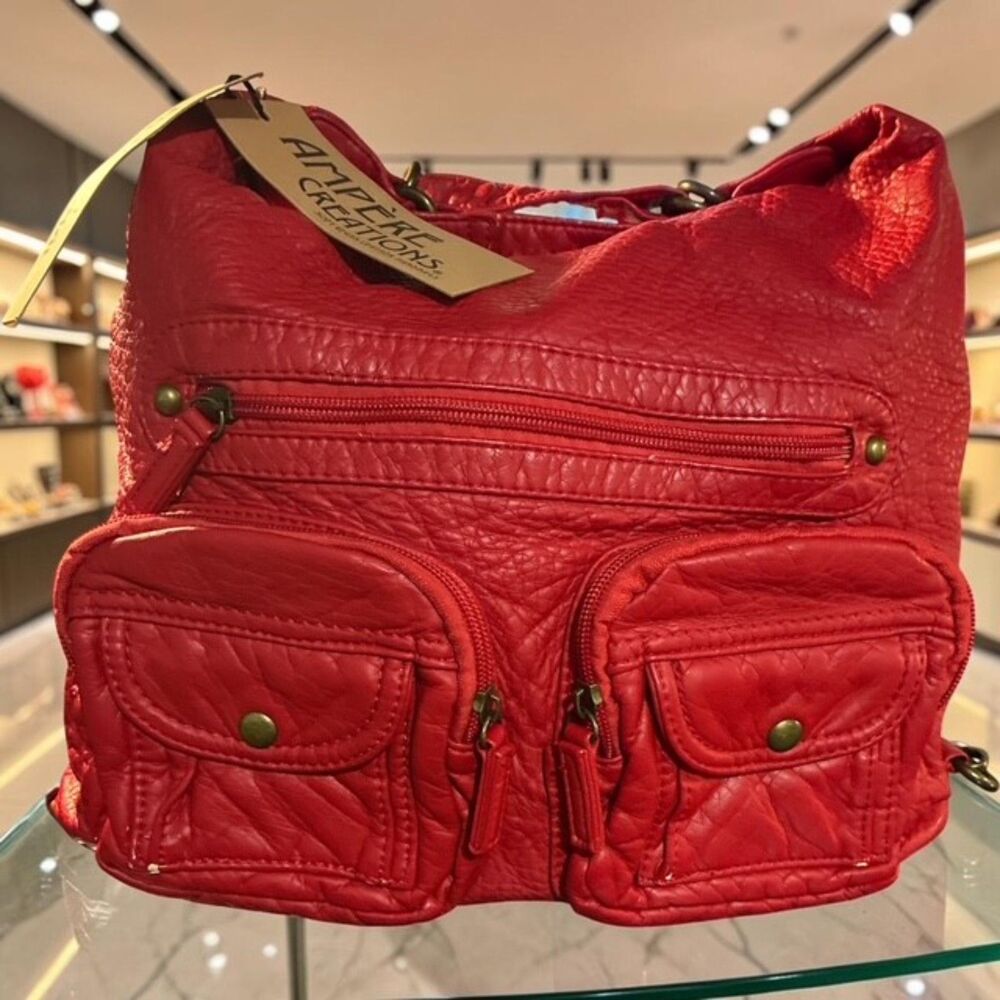 Ampere Creations Red 3-in-1 Convertible Backpack Crossbody Vegan Leather NWT